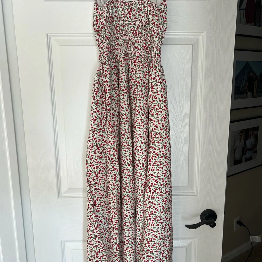 Abercrombie & Fitch Strawberry Milk Maid Smocked Maxi Dress
